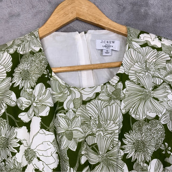 J. Crew Cutout Dress In Liberty Liner Floral Fabric Canteen Green. Size 14. - Picture 4 of 9